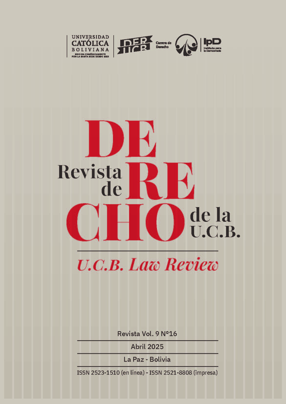 Ver Vol. 9 Núm. 16 (2025): UCB Law Review No. 16