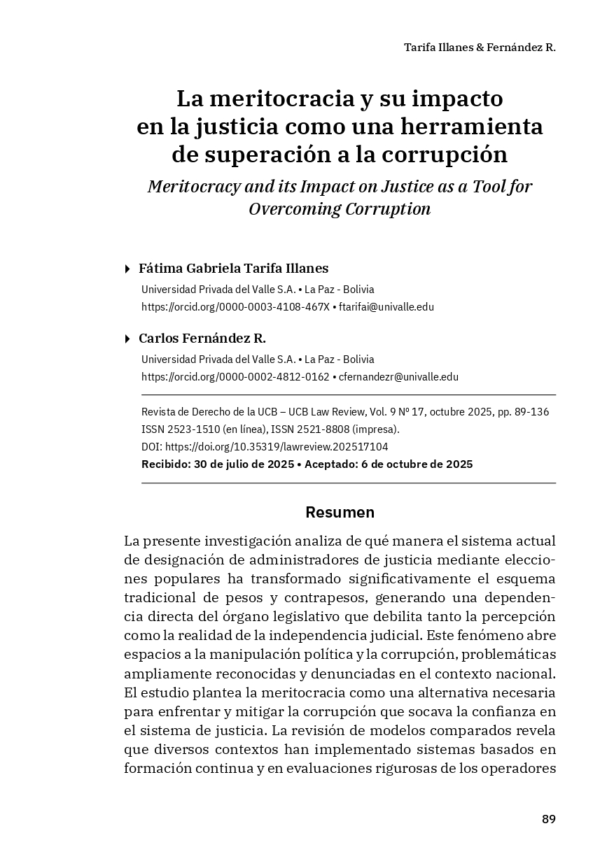 Portada  La meritocracia y su impacto en la justicia como una  herramienta de superación a la corrupción