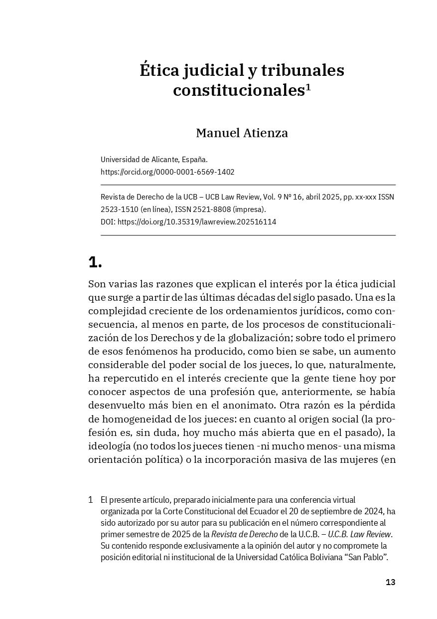Ética judicial y tribunales constitucionales