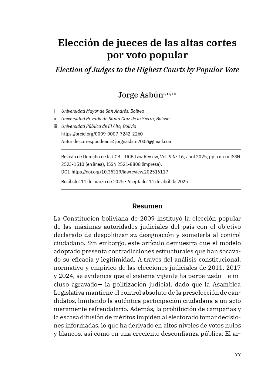 Elección de jueces de las altas cortes por voto popular