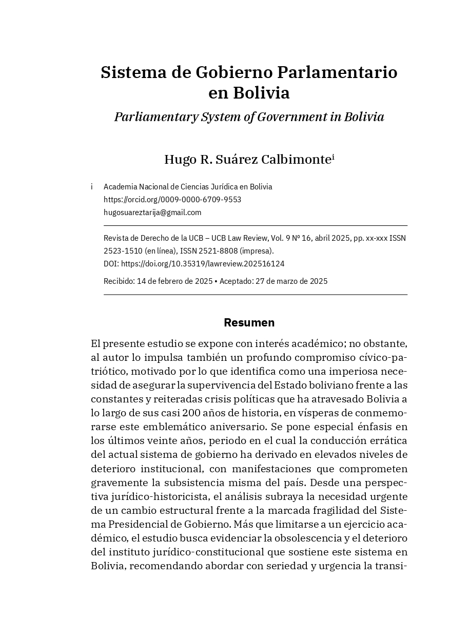 Sistema de Gobieno Parlamentario en Bolivia