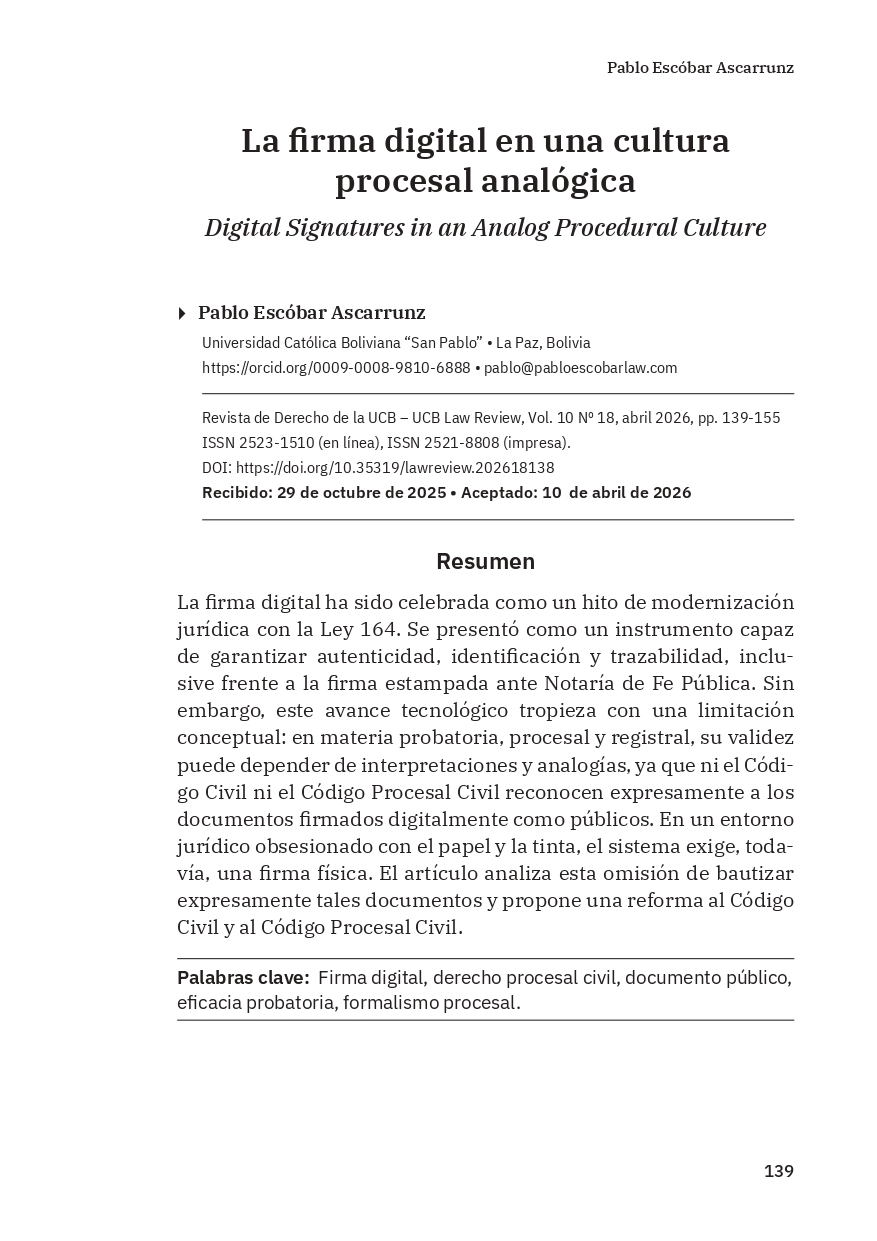 La firma digital en una cultura procesal analógica